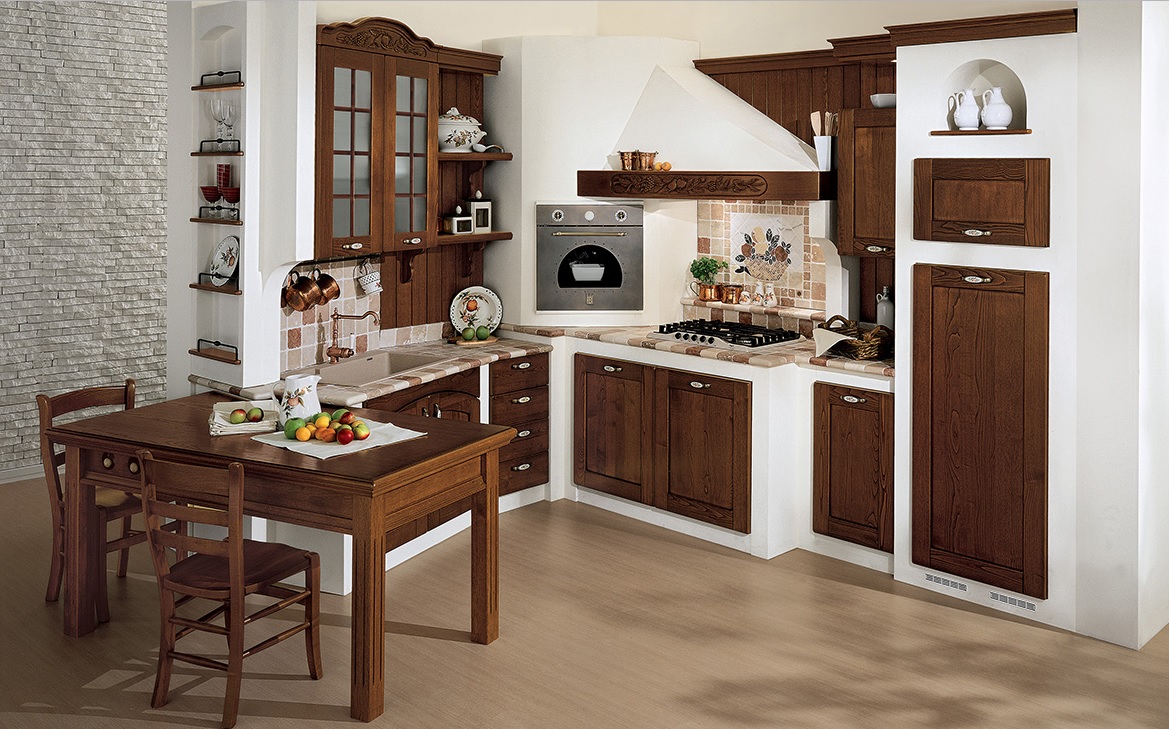 Cucina in muratura moderna progetto : cucina a vista e soggiorno ...